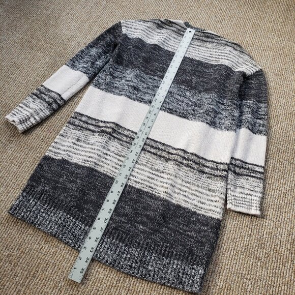 Gap Open Front Duster Cotton Cardigan Black - Gray - Cream Womens XS - Picture 8 of 8